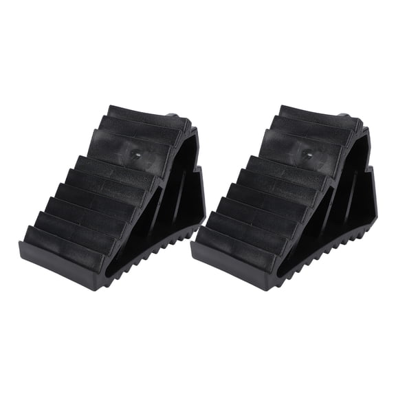 Vowen 2 Pcs Heavy Duty PE Wheel Chocks with Carry Handles Anti-Slip Tire Chock Blocks for Travel Trailers Campers RV Truck Motorhomes and Boat Trailers Black
