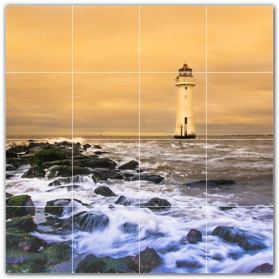 Picture-Tiles.com: Lighthouse Ceramic Tile Wall Mural WAL500821-44L. 32"W x 32"H using (16) 8" x 8" Ceramic Tiles-Satin Finish
