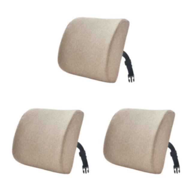 Transemion Relieve Back Pain Memory Cotton Lumbar Support Pillow Wide Application light brown 33x32x10cm 3Set