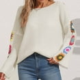 thumbnail image 5 of QASIEATN Sweaters for Graceful Women Fashion, Sweater Floral Pattern Drop Shoulder Pointelle Knit Sweater Sweater Women, Womens Fall Tops, 5 of 7