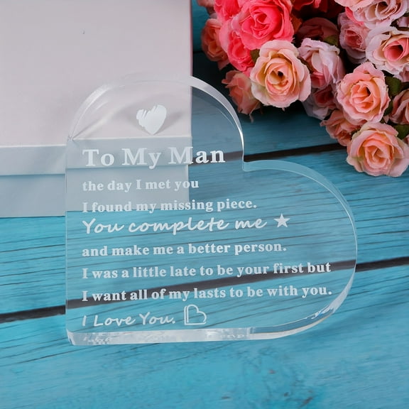 Heartfelt Acrylic Heart Plaque Personalized Romantic Gift for Husband Boyfriend Anniversary Birthday Valentine's Day Christmas Engagement Wedding I Love You Token Couple's Keepsake 4 Inch