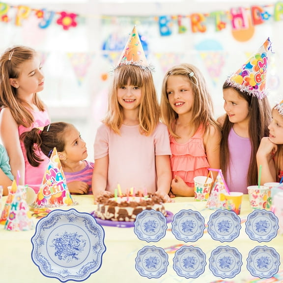 Disposable Paper Plates For Dinner Waterproofs And Oil-proof Environmentally Friendly Paper Plates Thickened Round Tableware Paper Plates Fruit Plates(Light Blue)