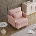 thumbnail image 3 of Modern Accent Chair, Comfy Sherpa Upholstered Armchair with Solid Wood Frame & Metal Legs, Single Reading Sofa Chair for Living Room Bedroom Waiting Room Office, Pink, 3 of 8