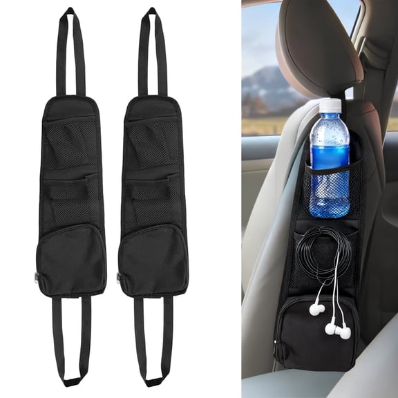 Car Seat Side Organizer – Multi-Purpose Hanging Storage Bag for Vehicle Seat Side, Automotive Backseat Pocket Organizer with Mesh Pockets