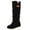 Black, variant on KELINFONG Women's Tall Boot Classic Suede Sli on Black Winter Mid Calf Boots Warm Snow Booties