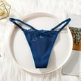 thumbnail image 2 of Panties for Women,Seamless T-Back Thong Panties with Lace Trim and Thin Garter,Womens Underwear,Blue,L, 2 of 5