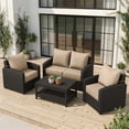 thumbnail image 6 of Pakunoda 24" x 24" x 6.5" Outdoor Deep Seat Cushion with Backrest, Waterproof Resistant 4 Set of Patio Chair Replacement Cushion for Sofa Couch, Sand, 6 of 8