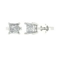 thumbnail image 2 of 2.0 Ct Princess Cut Studs Clear Moissanite 18K White Solid Solid Gold Everyday Dainty Earrings Push Back, 2 of 7