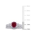 thumbnail image 5 of Everly Women's Created Sapphire Created Ruby 10k White Gold Bridal Set, 5 of 6