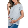thumbnail image 5 of Nmnitkp Maternity Shirts Short Sleeve Summer Pregnancy Tops& Tees Clothes V Neck Casual Outfits for Women,Maternity Tops Gray,3XL, 5 of 7