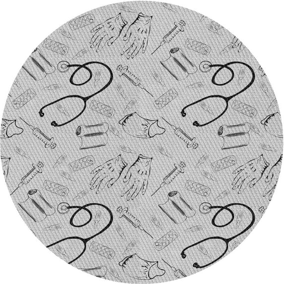 Ahgly Company Machine Washable Indoor Round Transitional Gunmetal Gray Area Rugs, 8' Round