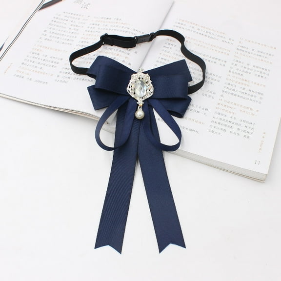 Large Pre-Tied Bow Tie for Men and Women - Adjustable Solid Color Necktie with Rhinestone for Formal Events, Uniforms, Parties, Tuxedos, Groomsmen