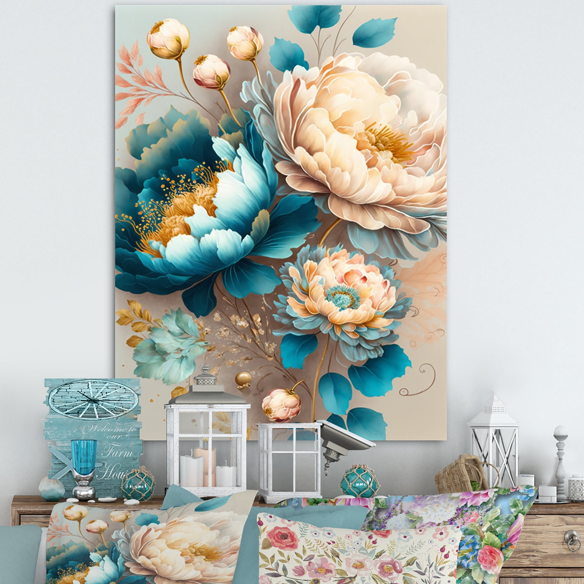 Designart Multi-Color Blooming Flowers II Canvas Wall Art
