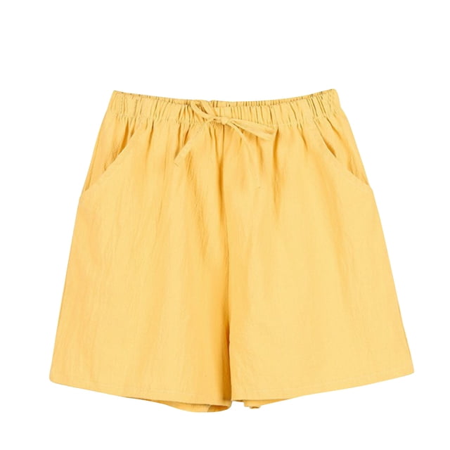 FNFYFH Clearance Womens Soft Solid Color Shorts Lightweight Summer Beach Running Athletic Shorts,Yellow