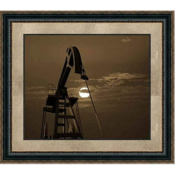 Silhouette | Framed Oil and Gas Art in Double Mat | 16L X 19W" Inches