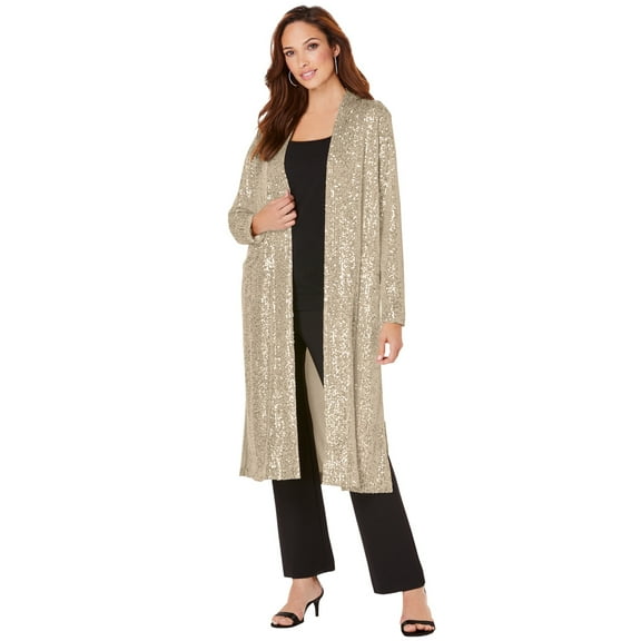 Roaman's Women's Plus Size Sequin Duster