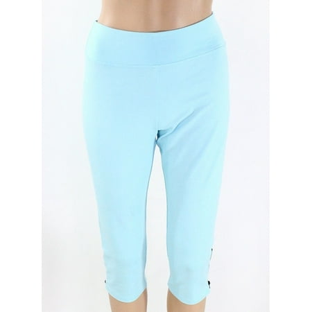 4HOW NEW Blue Womens Size Medium M Pull-On Zip-Hem Capri Leggings