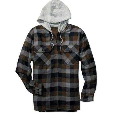 Faded Glory - Big Men's Hooded Flannel Zip Shirt Jacket