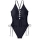 thumbnail image 1 of Trajes de baño de una pieza para mujer, bikinis sin espalda con tirantes ajustables a la moda de color sólido para mujer, traje de baño para mujer, 1 of 5