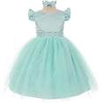 thumbnail image 2 of Infant & Toddler Flower Girl Dress Rhinestone Embellished Neckline & Waist Mint 12M TR 027, 2 of 2