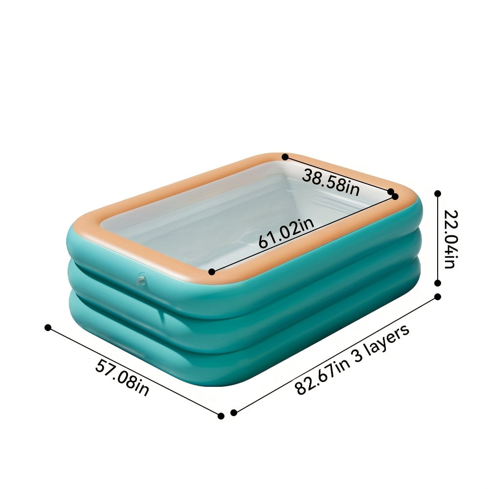 1PC Multi Size Thickened Oversized Rectangular Inflatable Swimming Pool, spacious enough for whole family use