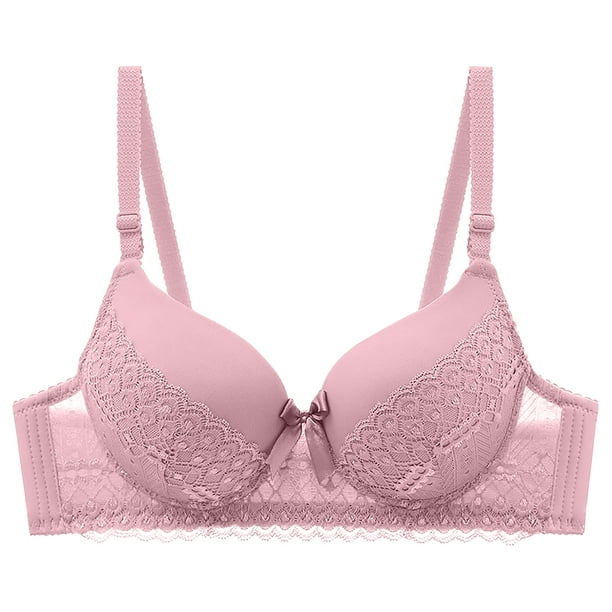 Karight Womens Wireless Push up Bras Full Coverage Plunge Lace Bralettes Adjustable Strap Breathable Comfortable Everyday Bra