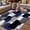 Blue, variant on Red Black Geometric Outdoor Rug for Patio/Deck/Porch, Non-Slip Large Area Rug 4 x 6 Ft, Modern Abstract Art Block Indoor Outdoor Rugs Washable Area Rugs, Reversible Camping Rug Carpet Runner