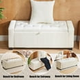 thumbnail image 5 of Ottoman Storage Bench for Bedroom End of Bed,Rectangular Entryway and Window Bench with Storage,Upholstered Fabric Ottoman Bench for Living Room, Hallway(White), 5 of 6