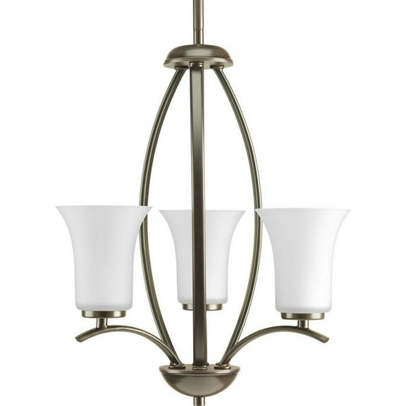 Progress Lighting Joy 3-Light Foyer Fixture, Antique Bronze, Fluted Glass Shades