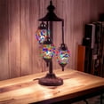 thumbnail image 4 of SILVERFEVER Moroccan Lamps Mosaic Turkish Lamp -Three Tier Lanterns Colorful Handmade Glass Floor or Table with E 12 Bulbs Multi Flower Eggshapped, 4 of 8