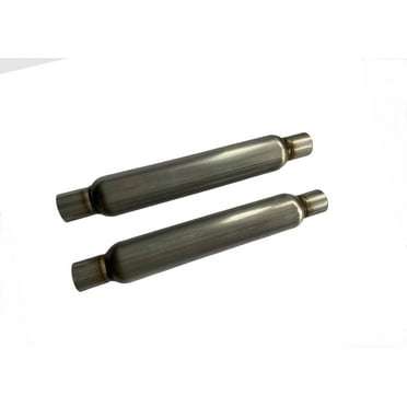 Two 2.5" In/Out Universal Glass Pack Exhaust Resonator Muffler 23"L