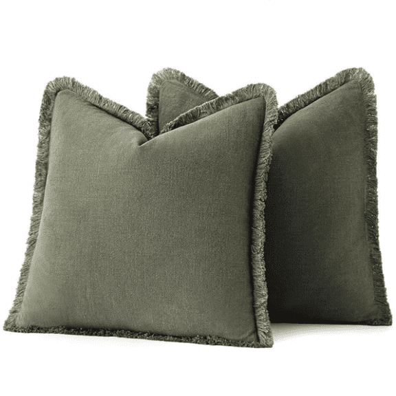 Decorative Throw Pillow Covers Green 20x20 | Set of 2, Neutral Pillow Covers, Couch Cushion Cases for Sofa Bed Living Room