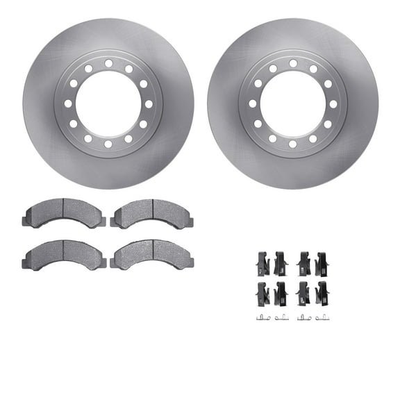 Dynamic Friction Company Front Brake Rotors with Heavy Duty Brake Pads includes Hardware 6212-48393