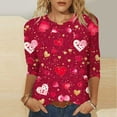 thumbnail image 1 of Mceream T-Shirts à Manches 3/4 pour Femmes à Col Rond, Décontractés, Habillés, Surdimensionnés, Saint-Valentin, Chandails de Printemps, Hauts Raglan à Cœur d'Amour, Tunique, Coupe Ample, T-Shirt Graphique, Grande Taille, Blouses de San ValentíN Para Mujer, 1 of 5