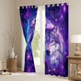 thumbnail image 3 of Erosebridal Purple Magical Wolf Pair Floral Print Black Out Curtains, Fantasy Wildlife Curtains Pack of 2 (42x63 Each) for Men and Women, 3 of 6