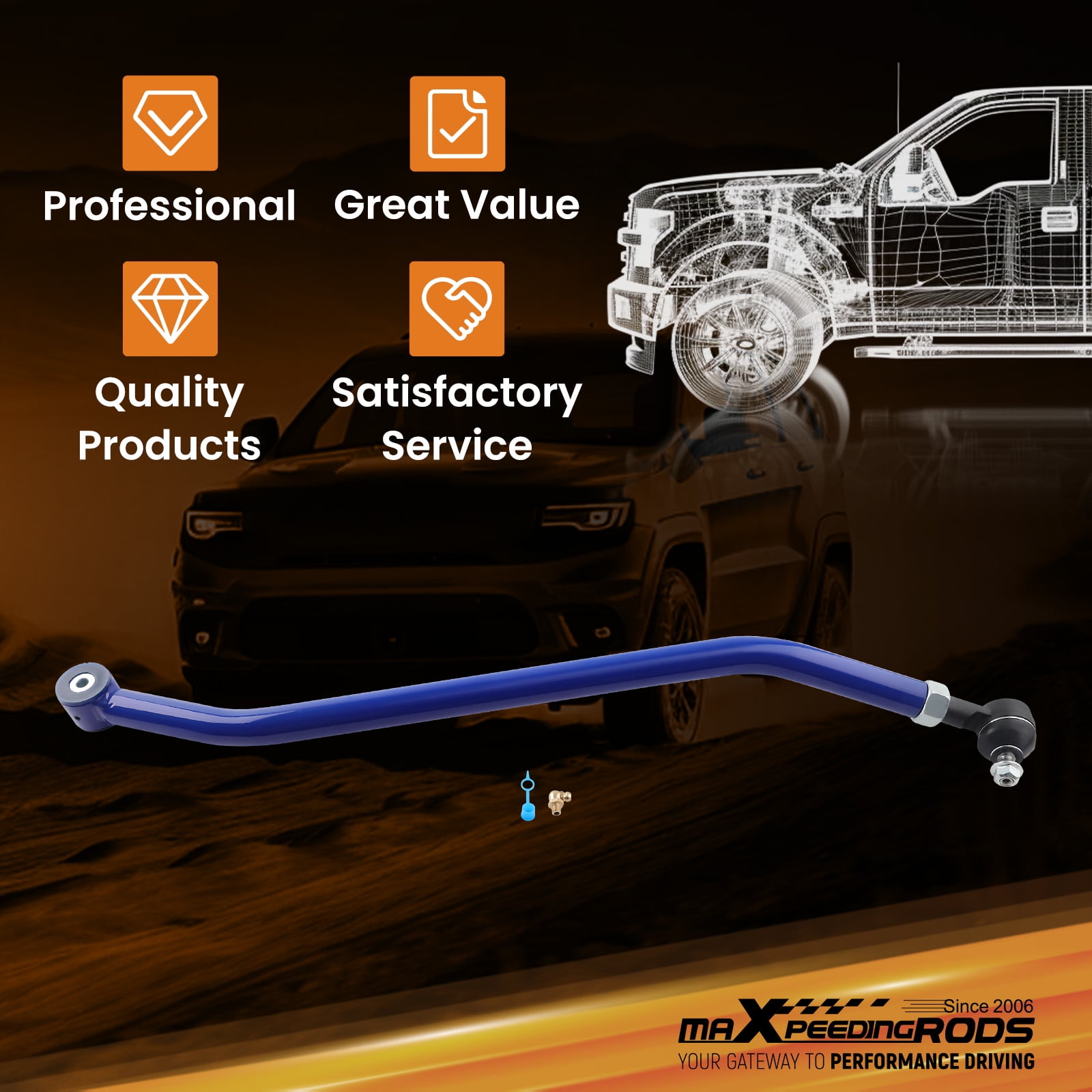 maXpeedingrods Adjustable Front Track Bar for Jeep Cherokee XJ Wrangler TJ with 1.5-4.5" Lift, Poly Bushing