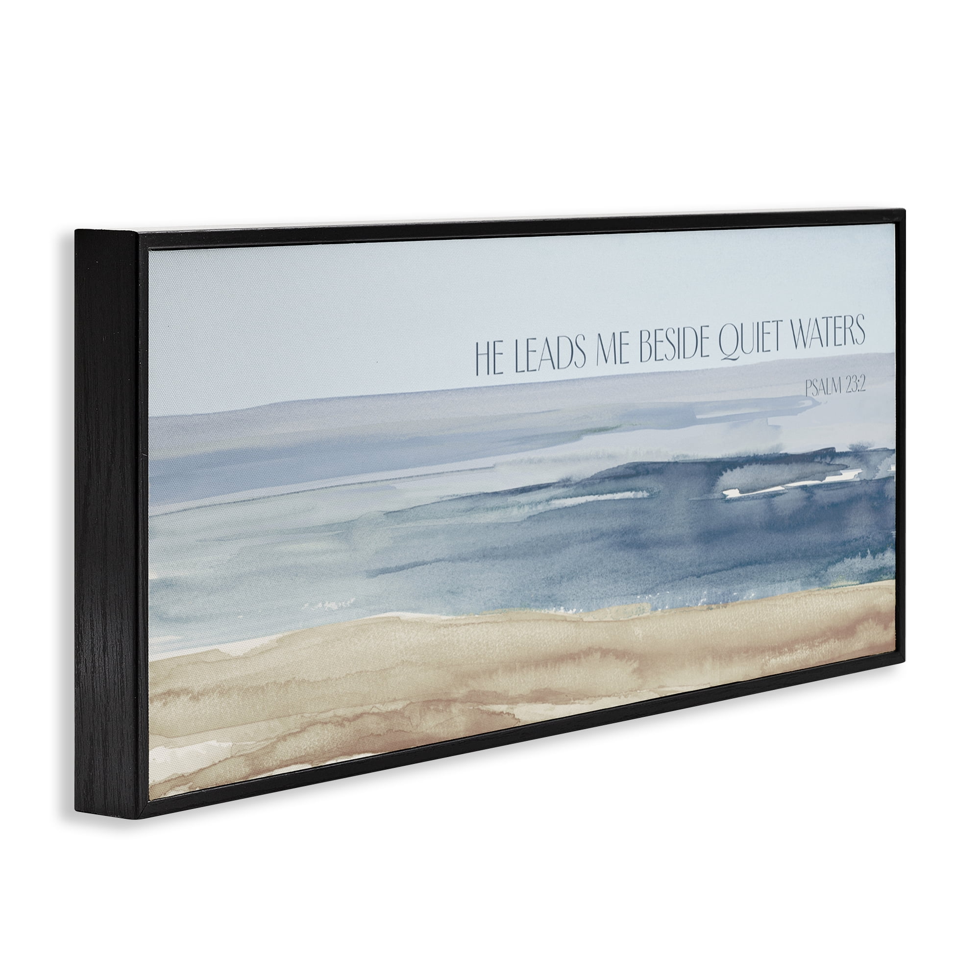 Stupell Industries He Leads Me Quiet Waters Black Framed Giclee Art, design by Lanie Loreth
