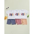thumbnail image 3 of Boys Summer Shorts Sets Baby Toddler 6 12 18 24 Months 2T 3T 4T Short Sleeve O Neck Fish Embroidery Tops and Plaid Shorts Clothes Set, 3 of 9