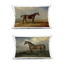 Stupell Industries Horses in Desolate Terrain 14" x 20" Landscape & Nature Print Polyester Decorative Pillow Set, Zip Closure 2 Count