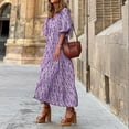 thumbnail image 1 of IDALL Robes d'Été, Robes Maxi Femmes Décontractées Col Rond Robe Bohème Florale Manches Courtes Maxi Robe d'Été Plage Robe Longue, Robes Hawaïennes, Robes Mode Robe Violette L, 1 of 1