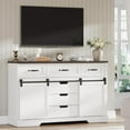 thumbnail image 3 of NEILA Farmhouse 6 Drawers Dresser for Bedroom with Sliding Barn Doors, Wood Dresser & Chest of Drawers, Rustic Dresser TV Stand, Dresser Organizer for Bedroom, Living Room, White, 3 of 8