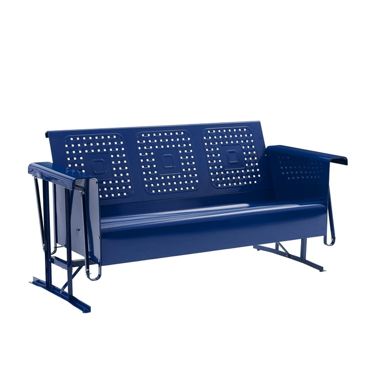 Crosley Furniture Bates Navy Metal Outdoor Sofa Glider