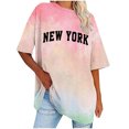 thumbnail image 2 of Fiudx Tops para Mujer Camiseta Informal con Estampado de Letras para Mujer, Top de Manga Corta con Cuello Redondo y Hombros Caídos, 2 of 4