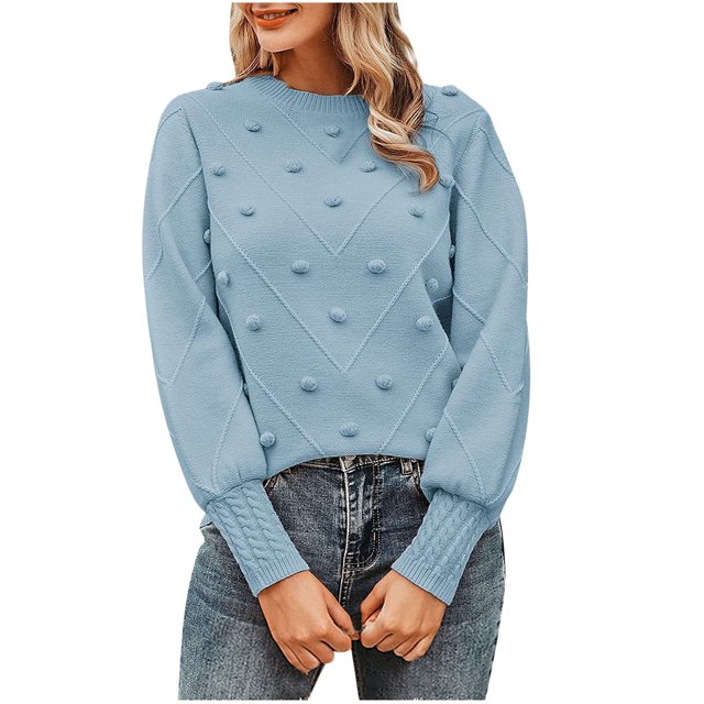 Yuyuzo Fall Womens Tops Round Neck Long Sleeve Solid Color Pullover Casual Loose Tops Blouses