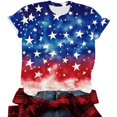 thumbnail image 4 of Htigea 4th of July Star Print T-Shirts for Women Red White and Blue Short Sleeve Patriotic Tops Summer Crewneck Pullover Tees, 4 of 8