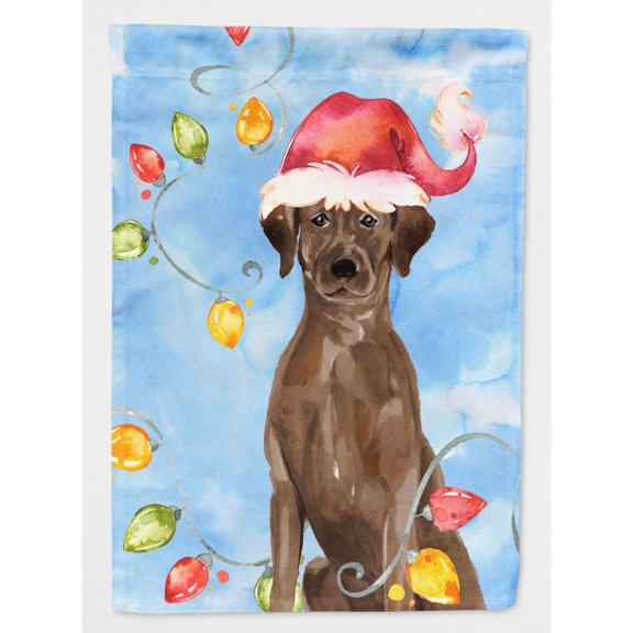 Carolines Treasures CK2506CHF Christmas Lights Chocolate Labrador Retriever Flag Canvas House Size Large multicolor