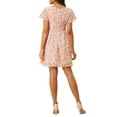 thumbnail image 4 of MODA NOVA Juniors Floral V Neck Flare Short Sleeve Lace-up Zipper Chiffon Dress, 4 of 7