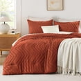 thumbnail image 1 of Burnt Orange Full Comforter Sets, Boho Terracotta Soft Warm Bedding Comforter Sets for Full Bed, 3 Pieces Rust Chevron Tufted Aesthetic Polyester Lightweight Comforter Set, 1 of 8