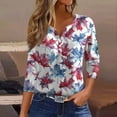 thumbnail image 2 of WTOBBY Women's Casual V-Neck Button Down Tee with 3/4 Sleeve, Daily Weekend Fashion Basic Tunic Top, Floral Print Henley Collar Regular Fit Shirt,White XL, 2 of 5