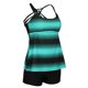 thumbnail image 1 of Las mujeres a rayas más tankini top tankshorts tamaño traje de baño 2 piezas verde s Sunnimix traje de baño tankini para mujer, 1 of 8